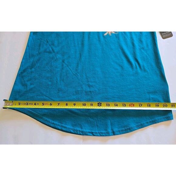 NHL San Jose Sharks Women T Shirt Short Sleeve Small 4/6 Teal Curved Hem - Picture 7 of 11